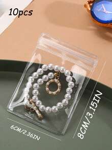 100/10pcs PVC Transparent Jewelry Anti-Oxidation Zipper Bags, Plastic Bags For Packaging Jewelry, Rings, Earrings And Other Transparent Polyethylene Bags - Clear - View 19