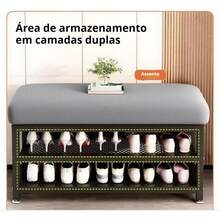 Industrial Style Shoe Rack Organizer Bench - 120cm - Gray 100cm - View 2