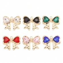 10pcs Mixed Shiny Colorful Heart, Crystal, Bow, Rabbit, Water Drop Elegant Alloy Pendants, Charms For Necklace, Earrings, DIY Jewelry Making - Gold - View 5