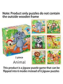 1pc 6-Sided Wooden Cube Block - Wooden Puzzle, 9 Cubic Blocks, Ocean World Animal Theme, Helps Concentration, Categorization And Logical Thinking, Ideal Gift - Multicolor - View 10