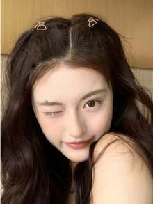 4个迷你金色镂空发夹，甜美几何发饰，女士/女孩休闲爪夹发卡，学习用品