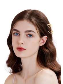 4个迷你金色镂空发夹，甜美几何发饰，女士/女孩休闲爪夹发卡，学习用品