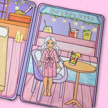 DIY Spa Simulation Quiet Book Materials, Non-Finished Sauna Room Care Requires Handmade Cutting And Making, Children's 3D Sticker Sticker Dress-Up Toy Book - Multicolor - View 6