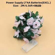 1 套仿真粉色樱花藤灯配 30 个 LED 灯，适用于派对、节日、生日、婚礼装饰、北欧家具装饰、房间装饰 - 彩色 - 查看 9