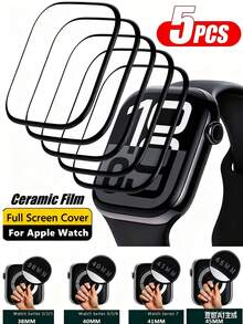 5pcs Ceramic Film Screen Protector Compatible With 10/11/9/8/7/6/SE/5 (45mm/41mm/42mm/44mm/40mm/38mm/46mm) , Also Fits Watch Ultra (49mm), Non-Glass Material - Transparent 5PCS - View 21