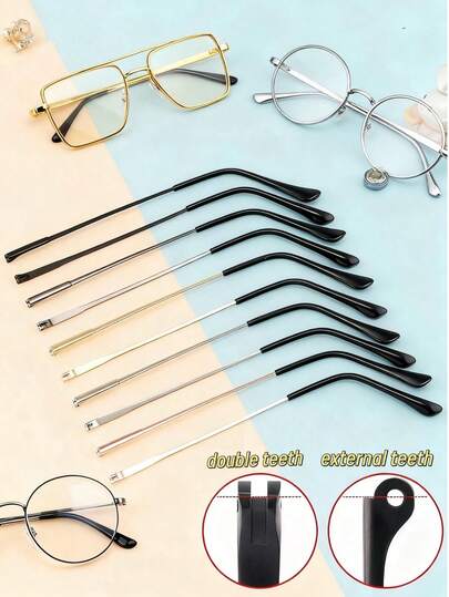 Eyeglass Repair Kit Tools,Glasses Temple,Replace Spectacle Temple, Replace Glasses Arm,Replace Glasses Leg,Glasses Straps,Glasses Ear Cushion,Nose Pads,Lens Cleaning Wipes,Glasses Screwdriver,Repair And Replacement Tools For Adult Glasses