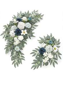 2件套节日经典花卉门环 - 人造粉色玫瑰花装饰，配以塑料绿叶，适用于婚礼拱门、万圣节家居装饰 - 用途广泛，可用于万圣节、感恩节、情人节及许多其他场合 - 粉色 - 查看 15