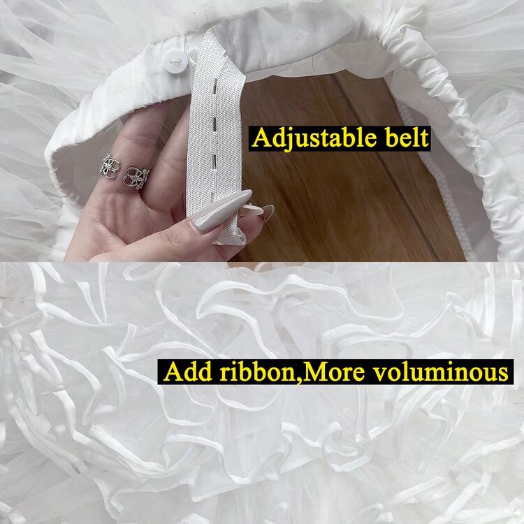 35cm纯色休闲涤纶Lolita衬裙，超强无骨薄纱衬裙，Lolita鸭臀狗短款飞天Lolita衬裙，35cm - 白色 - 查看 2