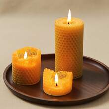 4/6pcs Handmade Rolled Beeswax Candles, Handcrafted Honeycomb Beeswax Pillar Candles, Bee Farm Gifts, Suitable For Candle Lovers, Home Decor, Christmas Decoration (4 X 10cm)