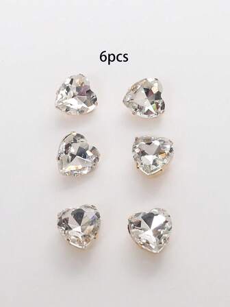 6개 금색 금속 크리스탈 하트 모양 패션 액세서리, 우아한 숙녀 & 섹시한 신부 신발 끈, 가방 장식, 하이힐, 스니커즈, 플랫에 버서타일