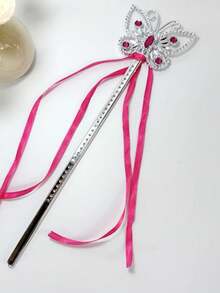 1件全新绿色莲花皇冠、蝴蝶魔杖、公主皇冠、雪花魔杖、公主裙配饰、皇冠头饰、公主魔法棒、权杖、蝴蝶魔杖、仙女棒、发箍、表演配饰 - 彩色 - 查看 4