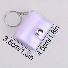 16pcs 1-Inch Glitter White Mini Photo Album Keychain, Minimalist & Elegant Student ID/Card Holder Photo Album - Clear - View 12