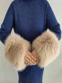 1. Faux Fur Collar & Cuff Set, Warm Faux Fur Scarf, Fluffy Oversized Furry Shawl Wrap For Women In Winter, Suitable For Dresses, Christmas Decoration - Multicolor - View 22