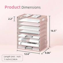 Organizador de computadora de 9 niveles con asas, organizador de malla para archivos, organizador de computadora para oficina, hogar, escuela, color rosa - Organizador de computadora rosa + 1 paquete - Ver 3