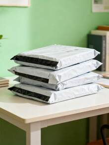 100个/10个装加厚防水纯色礼品袋，简约百搭，适用于学校、办公室、返校季、男士生日、情人节、圣诞节礼物、批量礼品袋、蓝色礼品袋 - 白色 - 查看 8