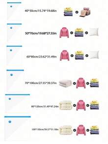 20个/1个真空压缩袋，可折叠真空收纳袋，旅行压缩袋，适用于衣物、行李打包、宿舍收纳、旅行139号服装袋，防水收纳袋，衣物整理袋，衣物收纳袋，衣物打包袋，旅行必备，旅行收纳袋 - 白色 - 查看 3