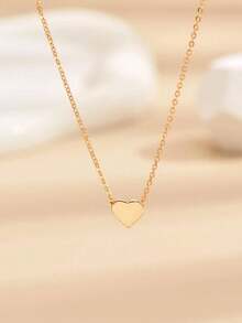 1pc Fashion Stainless Steel Heart Pendant Necklace For Women For Daily Decoration Valentines - Vàng - Xem 7