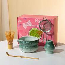 5/7/8件套日式抹茶搅拌器套装，蝴蝶和心形纹理，粉色礼盒/黑色礼盒，适合自用、情人节、圣诞节、感恩节、毕业典礼等场合作为礼物