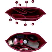 手提包收纳内胆，多口袋毛毡托特包收纳内胆，拉链收纳袋内胆，秋季酒红色 - 酒紅色 - 查看 4