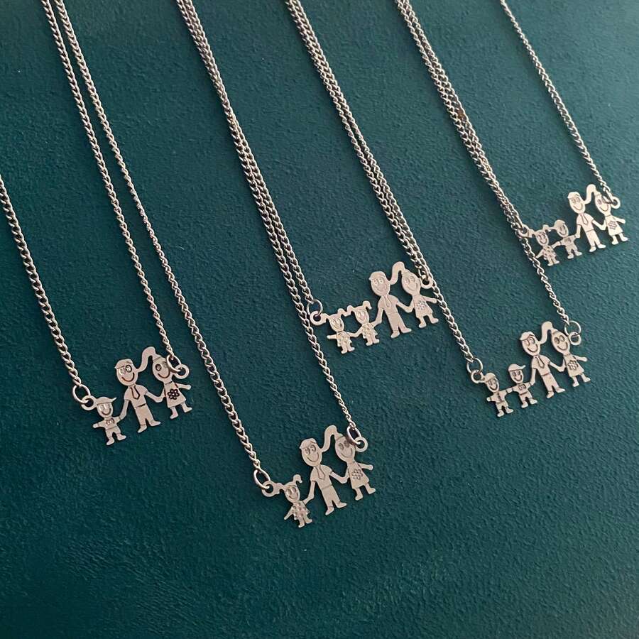 Happy Family Necklace In Stainless Steel - 不銹鋼 - 查看 1
