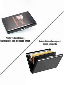 Estuche de tarjetas delgado con 6 ranuras para tarjetas, con patrón de iniciales de la A a la Z en color oro rosa, billetera portadora de identificación y tarjetas de crédito, minimalista y delgado de metal de aluminio, cartera RFID para mujeres y organizador de tarjetas de metal para hombres