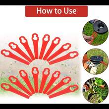 5/10/20pcs Plastic Lawn Mower Blades, Garden Grass Trimmer Plastic Cutting Knives, Sickle-Shaped Grass Cutter Blades - Red - View 12