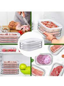 Ensemble de boîtes de conservation d'aliments pour animaux de compagnie scellées, boîte de conservation fraîche transparente à plusieurs couches avec couvercle, boîte à bacon pour animaux de compagnie, organisateur de réfrigérateur, boîte-repas hermétique pour réfrigérateur, boîte de conservation des aliments, boîte d'emballage pour viande/aliments surgelés réutilisable, boîte de portion transparente, boîte de rangement pour fruits et légumes, accessoires de cuisine, articles de première nécessité, fournitures de cuisine, convient aux passionnés de cuisine, boîte de rangement de cuisine