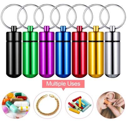 Portable Pill Box Keychain, Aluminum Alloy Mini Pill Case Storage Box, Waterproof Metal Medicine Bottle, Suitable For Outdoor Camping Travel