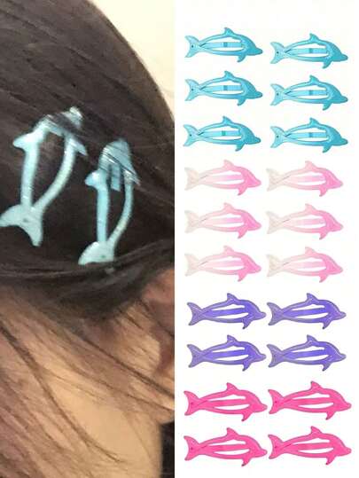5件套闪亮海豚发夹 - 充满活力的动物图案配饰，适合所有季节和场合 - 完美适用于日常、休闲、派对和假日佩戴，简约清新的时尚女性发饰