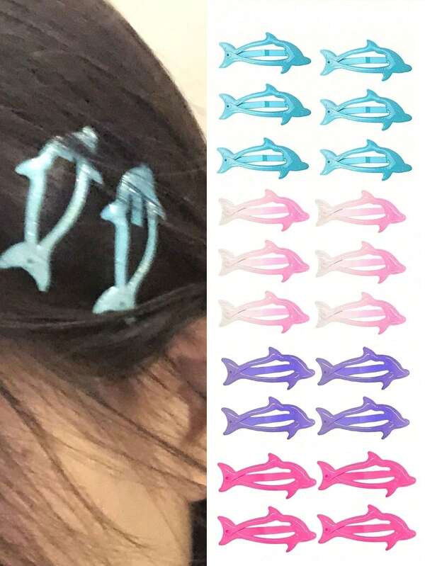 5件套闪亮海豚发夹 - 充满活力的动物图案配饰，适合所有季节和场合 - 完美适用于日常、休闲、派对和假日佩戴，简约清新的时尚女性发饰