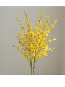 1/5/10/20 chiếc hoa lan lụa giả màu vàng số lượng lớn (mỗi chiếc dài 38,5 inch, khoảng 97,8 cm), thích hợp cho tiệc cưới, ngày lễ, trang trí văn phòng tại nhà, không bao gồm bình hoa, mùa thu, cây phong, vàng, trang trí - Màu vàng - Xem 15