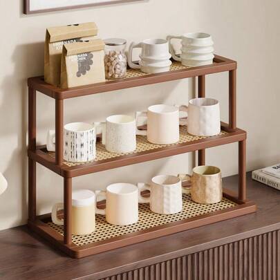 3 Katlı Bambu Plastik Rattan Mutfak Saklama Rafı, Baharatları, Atıştırmalıkları, Bardakları, Kitapları ve Diğer Eşyaları Saklamak ve Düzenlemek İçin Uygundur, Mutfak, Çalışma Odası, Oturma Odası İçin Kullanılabilir, Bağımsız Raf ve Dik Raf Olarak Kullanılabilir