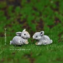 5/10 件迷你树脂兔子模型、可爱兔子小雕像、盆栽植物微景观 DIY 工艺装饰配件 - 彩色 - 查看 3