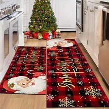 Felpudo con tema navideño, de poliéster, alfombra decorativa para el piso adecuada para la entrada del hogar, sala de estar, dormitorio y cocina