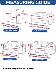 1件装经典弹力沙发套，T型靠垫设计 - 可机洗面料，抗菌柔软，适用于扶手椅、双人沙发、三人沙发和四人沙发