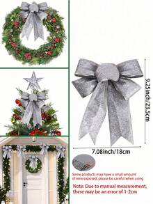 6pcs/3pcs/1pc Shiny Christmas Bow Decor - Christmas Wreath Bows, Suitable For Holiday Decoration, Fit For Large Gifts, Great For Hanging On Christmas Trees And As Holiday Decorations, Holiday Wreath DIY Wreath Holiday Decoration Winter Greenery, Winter Holiday Christmas Wreath Wreath Home Garden Party Decor, Christmas Tree Decoration, Christmas Decoration, Christmas Tree Decor, Christmas Table Decor - Silver - Silver - View 11