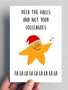 有趣的圣诞贺卡与信封 - 装饰大厅而不是你的同事，圣诞帽星卡通设计，非常适合朋友、家人、丈夫、儿子、节日贺卡 | 俏皮的设计 | 节日问候，圣诞贺卡