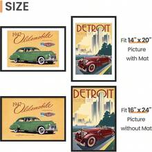 Juego de 5 Marcos para Cuadros de 8x 10, imgenes de 5x con tapete o 8x 10 sin tapete, Marcos para Fotos Pared, Negro - Negro + 40,64 x 60,96 cm (16 x 24 pulg.) - Ver 6