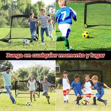 QMCZLA 2pcsía de Fútbol para Niños - Redes Portátiles con Montaje Rápido, Acero, Varilla de Fibra de Vidrio, Tela Oxford y poliéster para Jardín, jardín, Interior y Exterior - Negro - Ver 5
