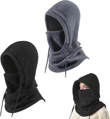 2 Pack Pasamontañas para Hombre y Mujer, Balaclava para el Sol, Protección UV y Transpirable, Pasamontanas para Moto, Ciclismo, Senderismo y Esquí - Negro y negro - Ver 4