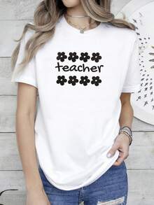 Women T-Shirt Print Daisy Teacher Shirt, Boho New Teacher Shirt, Teacher Appreciation, Back To School Shirt, Elementary School Teacher Shirt Soft T-Shirt For Women Casual Designer Clothes Graphic Women Top Graphic Tees Stylish Comfortable Unisex Fashion Casual Stretched - White - View 2