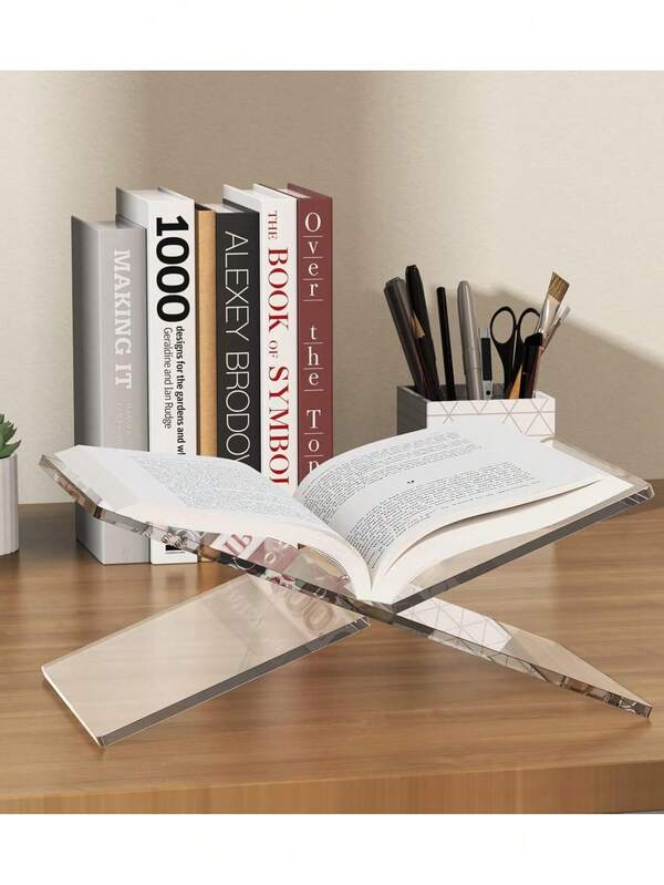 Soporte de lectura tipo X de acrílico, base para libros, soporte para libros, estante para libros, álbumes de fotos, revistas, estante de exhibición tipo X, soporte para libros, bandeja de lectura