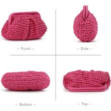 Straw Dumpling Clutch Bag - Woven Straw Tote Clutch Purse Women - Summer Beach Bag - Wicker Clutch - Màu be - Xem 10