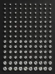 140pcs/40pcs/20pcs Fashion Boxed Rhinestone Men's Earring Set, Suitable For Daily Wear, Holiday Gifts, Simple Jewelry - Multicolor - View 1