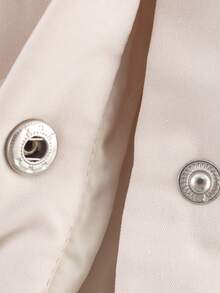 Chaqueta acolchada con cuello alto de mujer en beige, de manga larga con bolsillos, casual para otoño e invierno