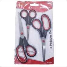 Kit 3  Tesouras Em Aço Inox Corte Costura Artesanato Domestico e profissional - Damasco - Visão 4