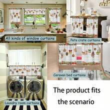 1 buc/2 buc Perdea de Crăciun cu Imprimare 2D Plată, Set de Valance de Bucătărie, 52in*18in, 26in*36in - Moș Crăciun, Ace de Pin, Glob de Arc, Ciorap de Crăciun, Design Căsuță de Turtă Dulce, Fundal cu Stea din Lemn, Fibră de Poliester Semitransparentă, Buzunare cu Bară, Perdea Mică pentru Bucătărie, Living, Dormitor - Perdea de Sărbători de Iarnă, Lavabilă la Mașină, Decorațiune de Fereastră de Crăciun