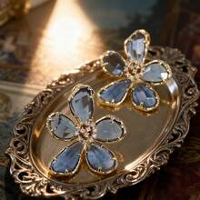 JOJELOO Bông tai hoa pha lê ngoại cỡ, Phong cách thời trang, Bông tai của người nổi tiếng trên mạng, Bông tai cá nhân hóa dành cho nữ, Thời trang mới, Bông tai bán chạy nhất trên mạng, Bông tai cá nhân hóa cho nữ, Quà tặng Ngày Valentine, Quà tặng Ngày của Mẹ - Màu xanh lam - Xem 4