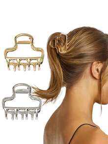 1 Peça Clipe de Cabelo Geométrico de Metal de Cor Sólida, Adequado para Mulheres com Cabelo Fino, Serve para Penteados Meio-Presos, Clipe de Cabelo na Nuca, Adequado para Uso Diário de Mulheres, Acessório de Cabelo de Inverno, Moda Elegante Grampo de Cabelo