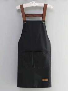 1 pieza Delantal de tela con diseño de peinado de salón con tirantes ajustables y bolsillos dobles, uniforme de trabajo para chef, restaurante de barbacoa, bar, cafetería, salón de uñas - Multicolor - Ver 11